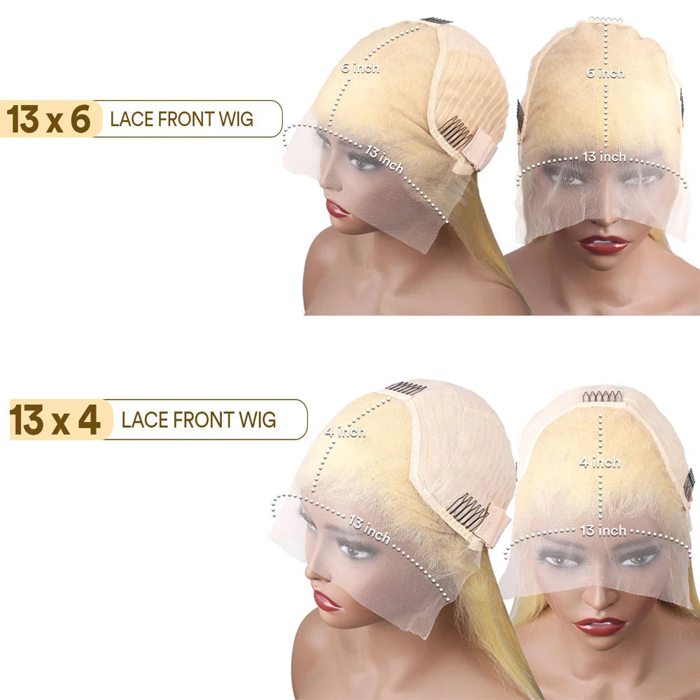 30 Inch Blonde Body Wave Lace Front Human Hair Wig Pre Plucked Lace Full Frontal Wigs 100%