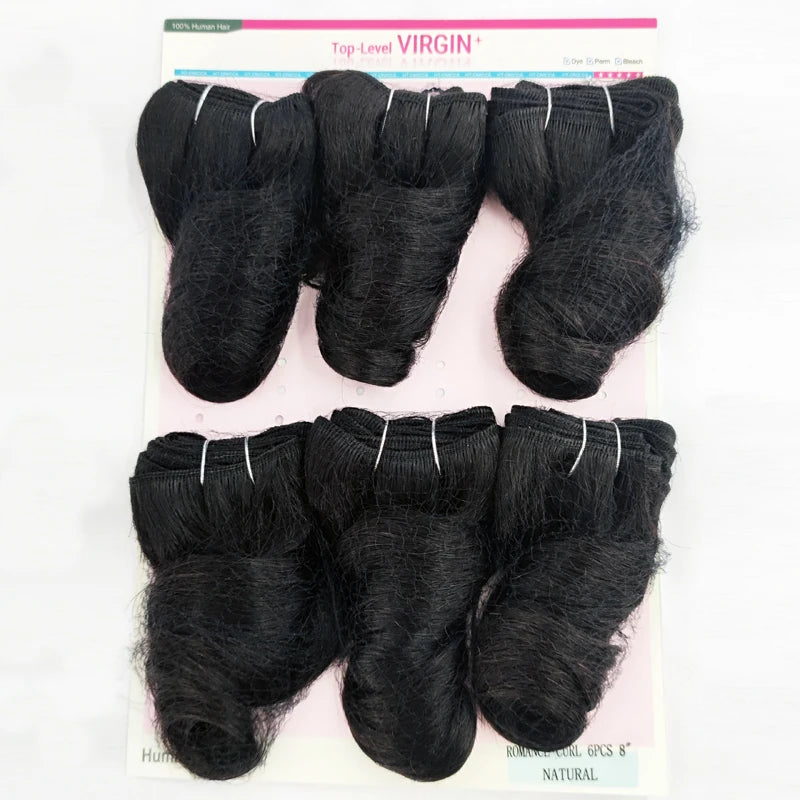 Burmese Weaving Virgin Human Hair Extensions 100% Curly Human Hair Bundles 6PCS