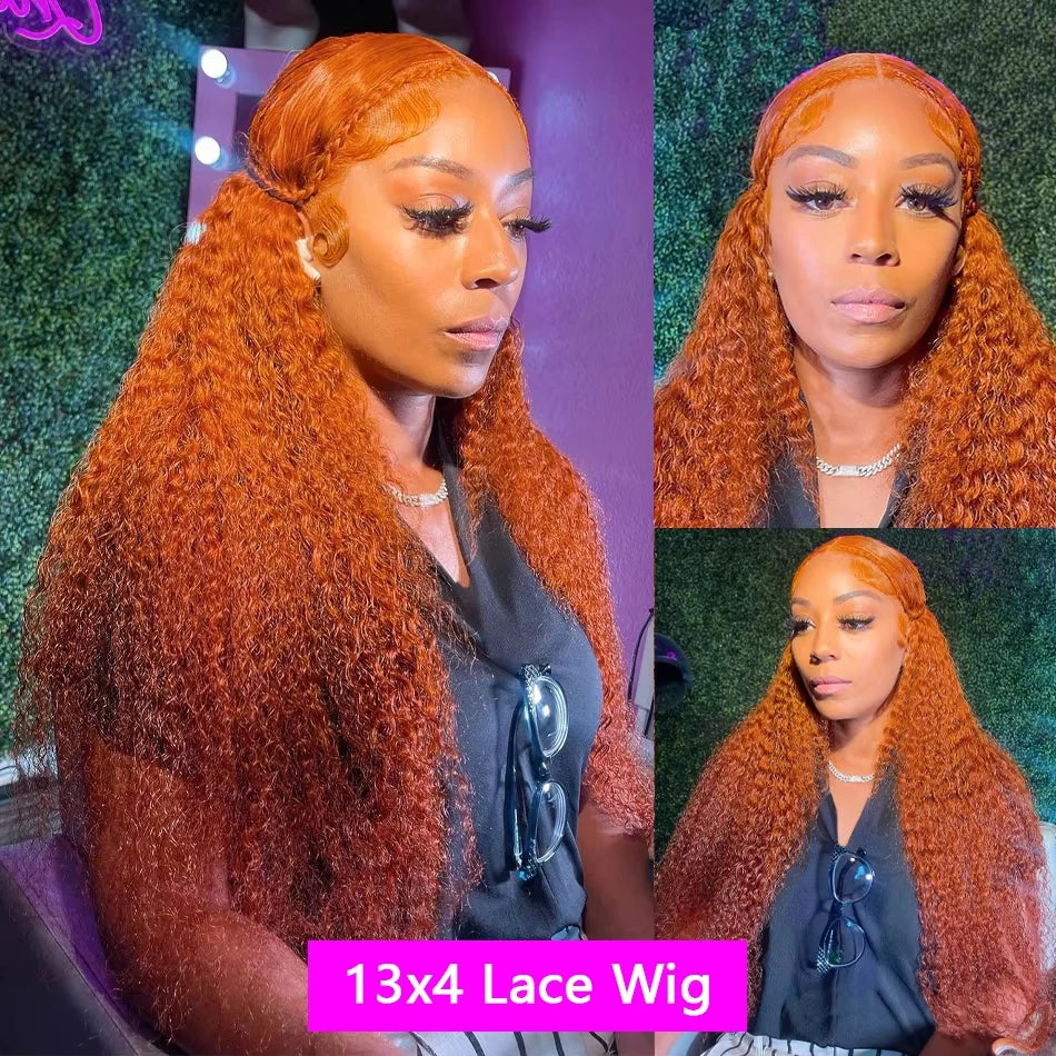 Orange Ginger Lace Front Wig Curly Human Hair Wigs