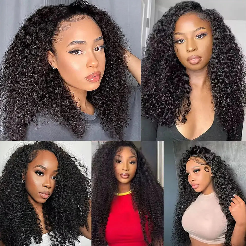 250% Density Glueless Flip Over Curly Human Hair Wigs 3 In 1 Half Clip In Wigs 12A Burmese Pixie Curly Human Hair Wigs For Women