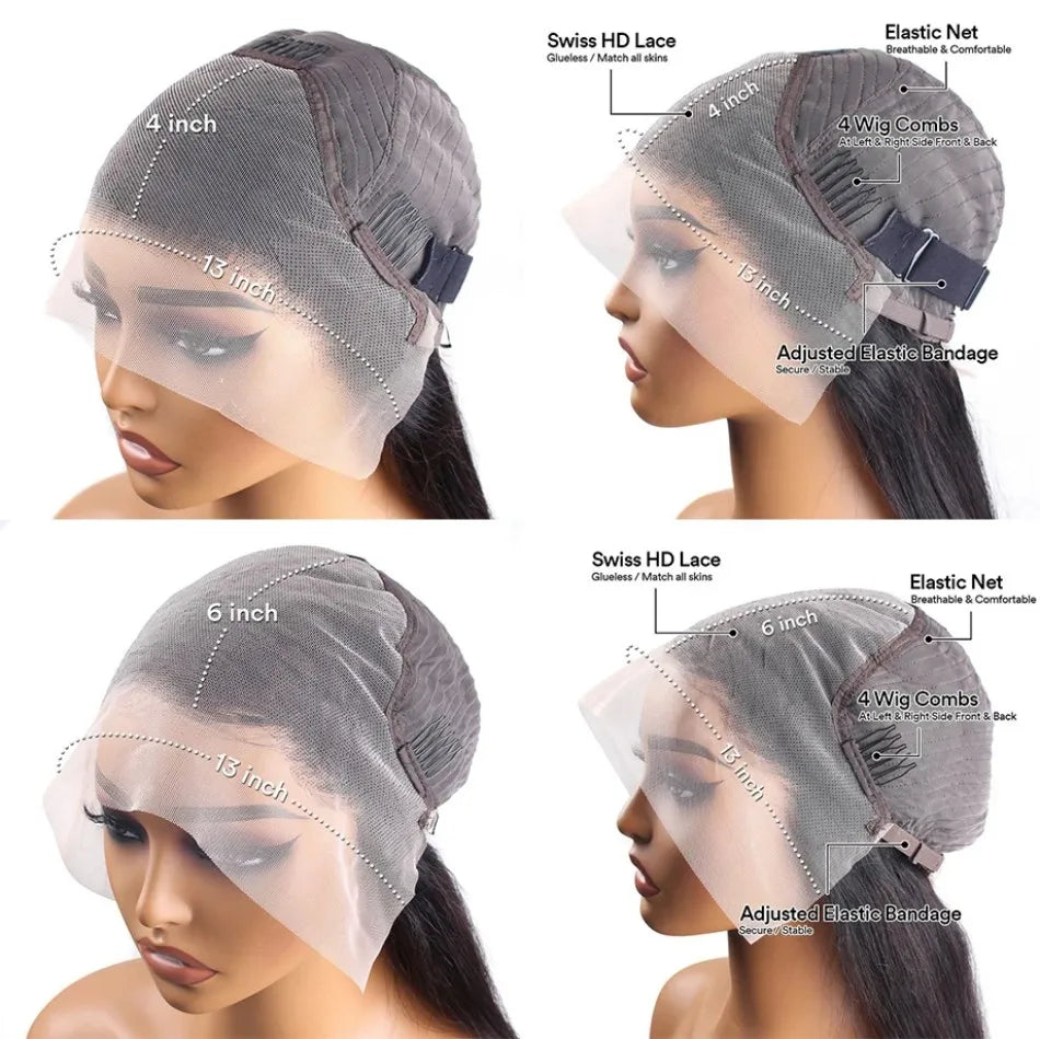 Balayage Brown Highlight 13x6 Hd Lace Frontal Wig Human Hair 30 Inch Pre Plucked Pre Cut Pre 220% Density 1b30