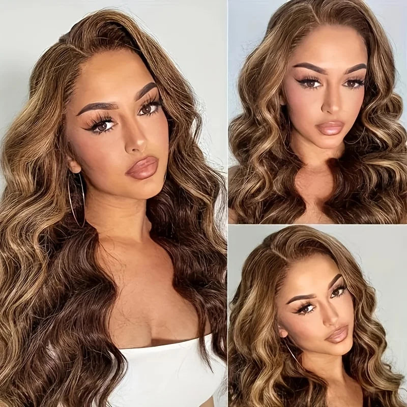 Body wave 4/27 Honey Blonde 30 inch lace front wig human hair hd lace frontal wig