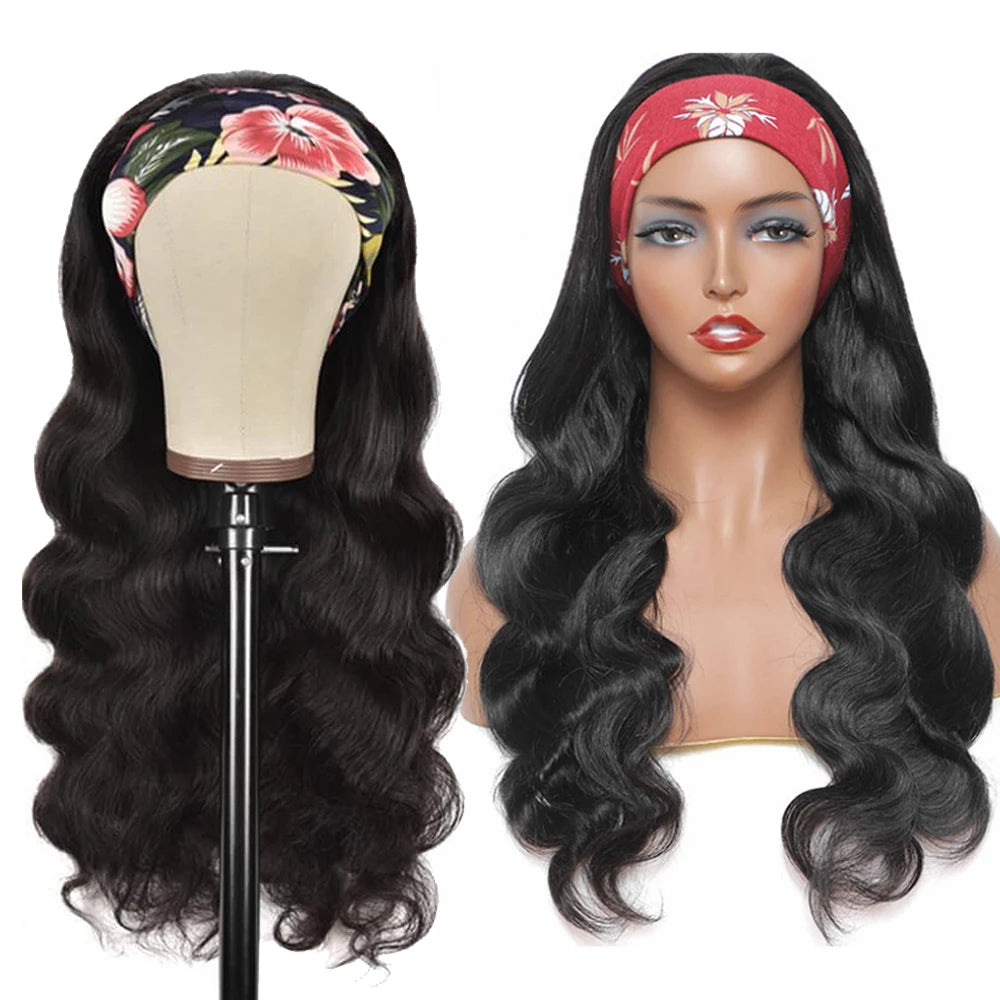 Headband Wig Human Hair Body Wave Wig 180% Density