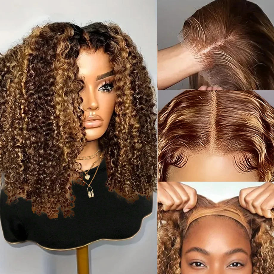 Deep Wave Bob Wig Human Hair Glueless Highlight 5x5 HD Lace Front 220% Density 4/27