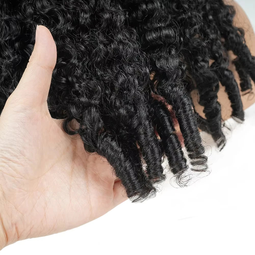 Half Wig Burmese Curly Glueless Human Hair Wigs With Drawstring