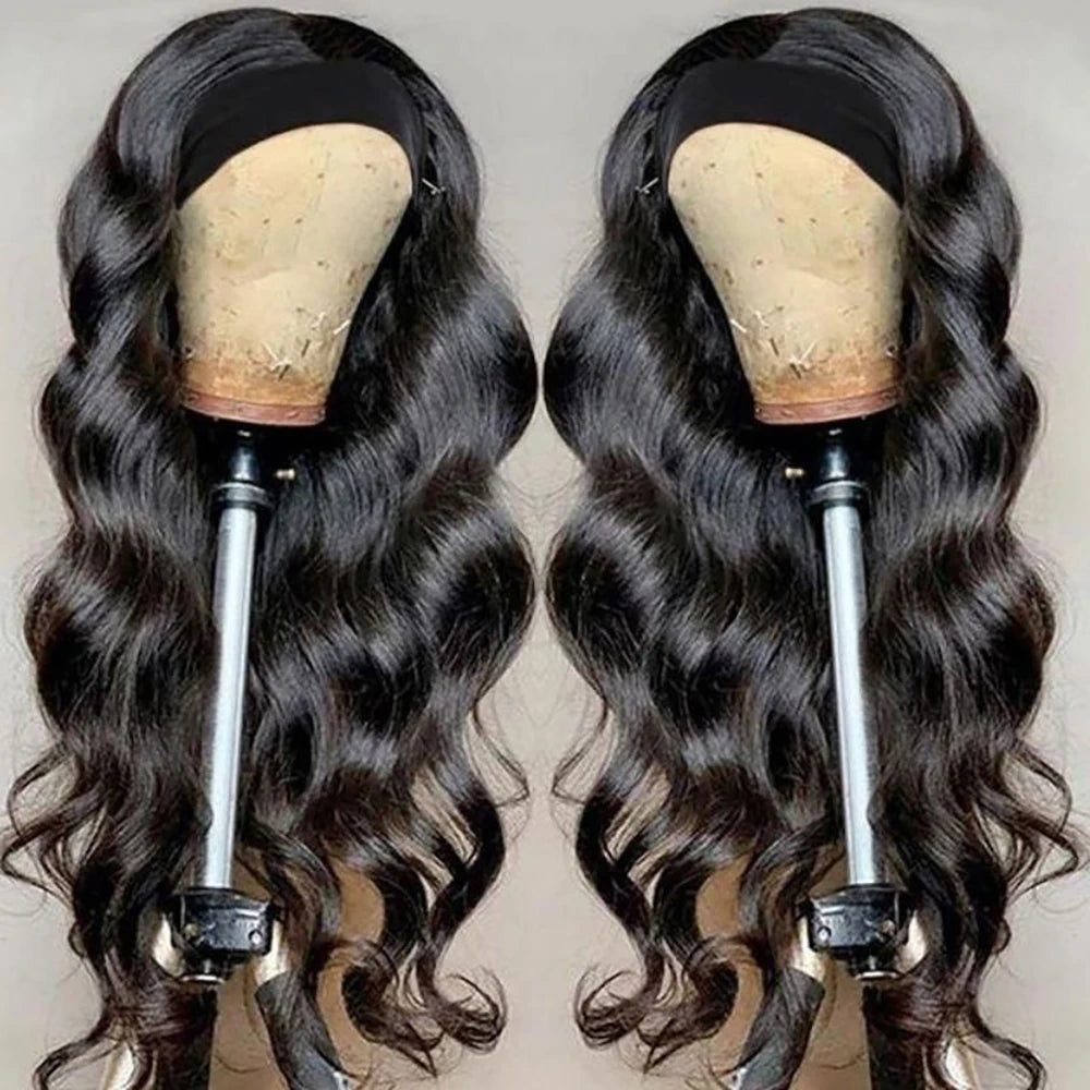 Headband Wig Human Hair Body Wave Wig 180% Density
