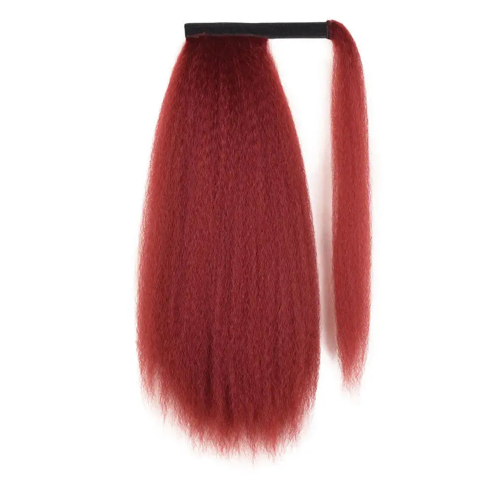 Synthetic Long Kinky Straight Ponytail Extension for 24 Inch Clip in