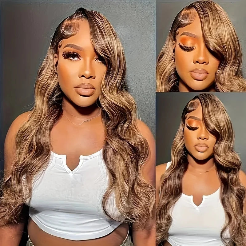 Body wave 4/27 Honey Blonde 30 inch lace front wig human hair hd lace frontal wig