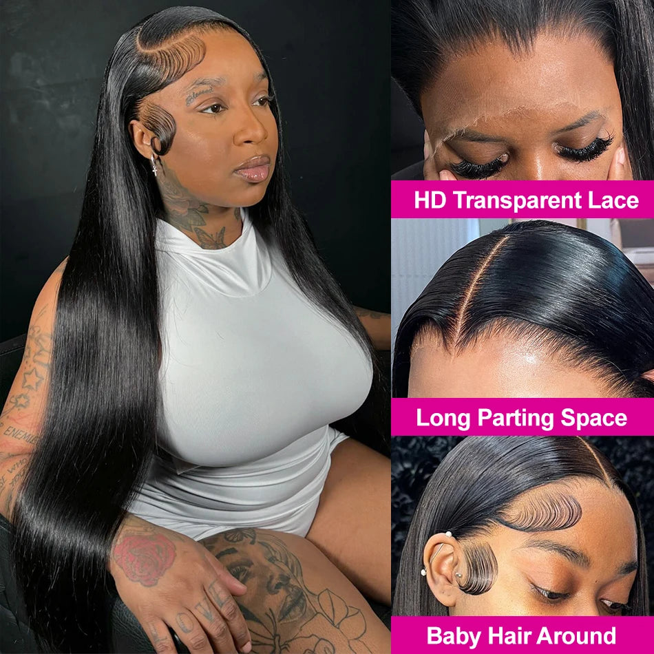 Bone Straight Brazilian Virgin Hair 360 HD Lace wig Frontal 5x5 Glueless Wigs