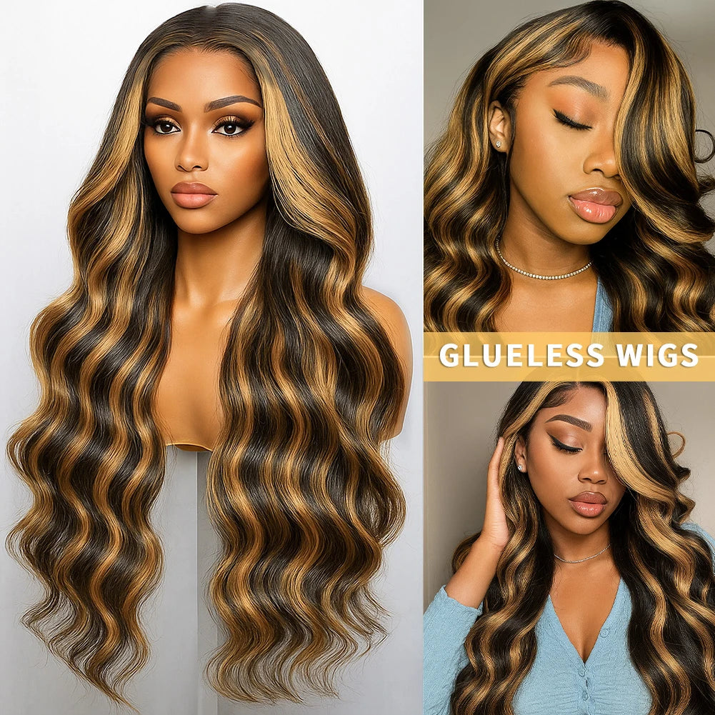 1B30 Gradient color Half wig Human Hair Body Wave Loose Wave Full Machine Made Body wave human hair wigs