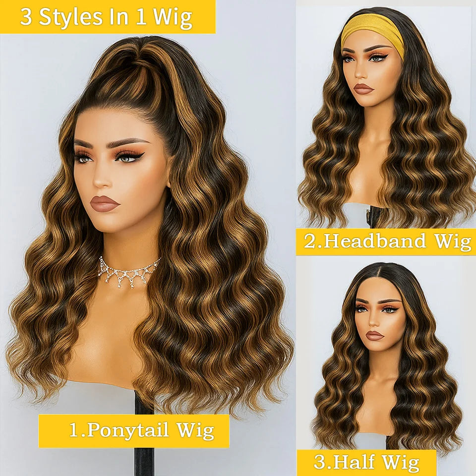 1B30 Gradient color Half wig Human Hair Body Wave Loose Wave Full Machine Made Body wave human hair wigs