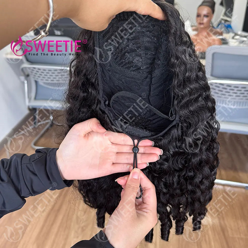 250% Density Glueless Flip Over Curly Human Hair Wigs 3 In 1 Half Clip In Wigs 12A Burmese Pixie Curly Human Hair Wigs For Women