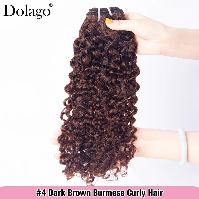 Dark Brown Bundles Burmese Curly 3 Bundle Deals Human Hair