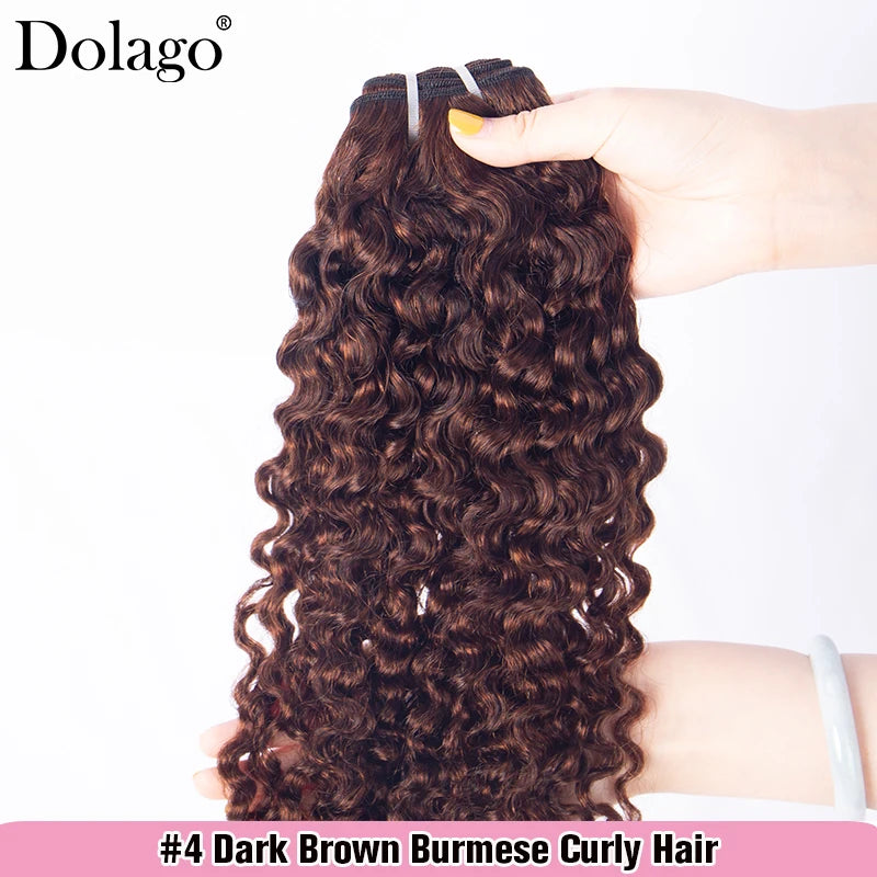 Dark Brown Bundles Burmese Curly 3 Bundle Deals Human Hair