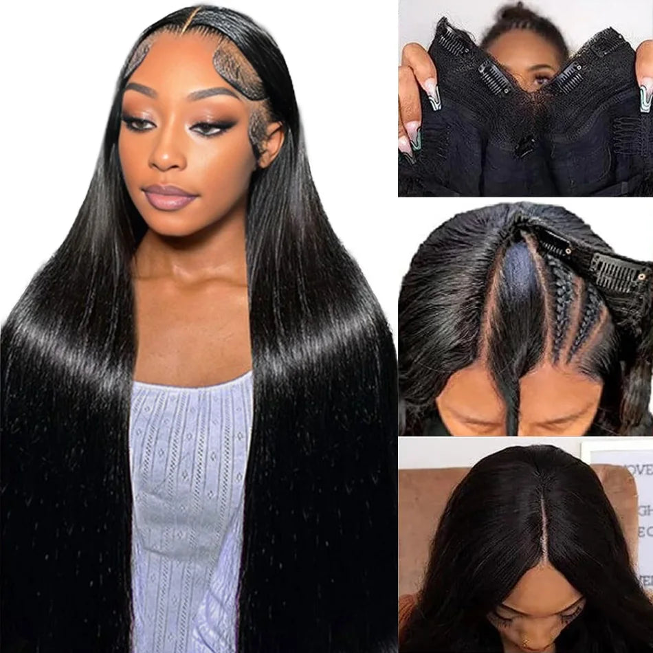 V Part Wigs Human Hair 220 Density