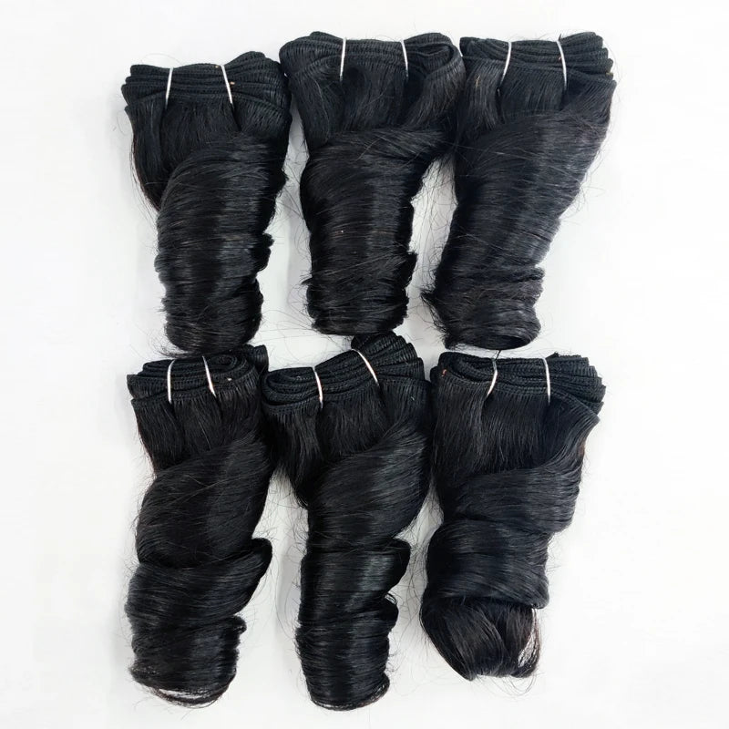 Burmese Weaving Virgin Human Hair Extensions 100% Curly Human Hair Bundles 6PCS