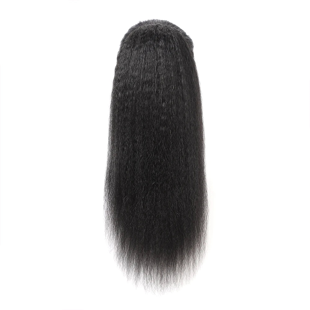 Yaki Kinky Straight Drawstring Ponytail Hairpiece Brazilian Human Hair Clip in Drawstring
