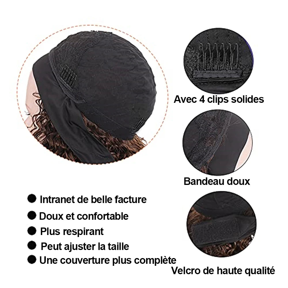 10-30 Inchs Kinky Curly Headband Wigs Natural Color Glueless Wigs Human Hair 200% Density Afro Kinky Curly Wigs For Women