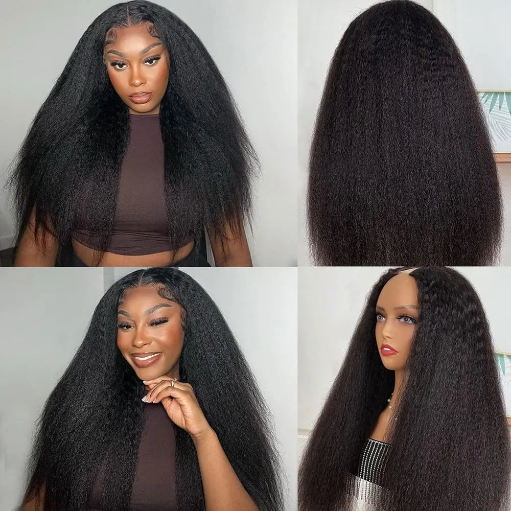 10-30inch Kinky Straight U Part Wig V Part Wig Yaki Straight Wigs
