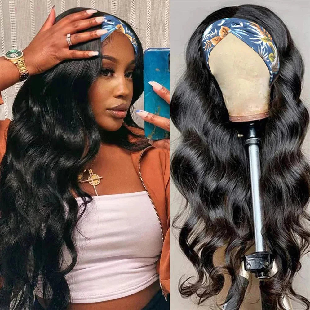 Headband Wig Human Hair Body Wave Wig 180% Density