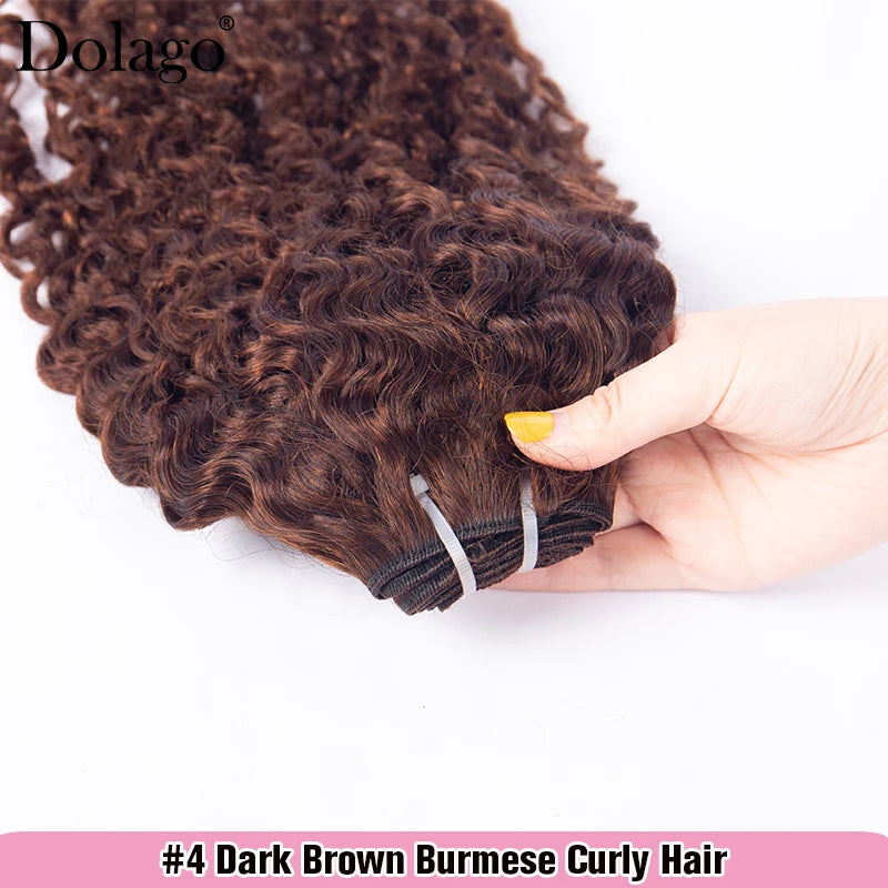 Dark Brown Bundles Burmese Curly 3 Bundle Deals Human Hair