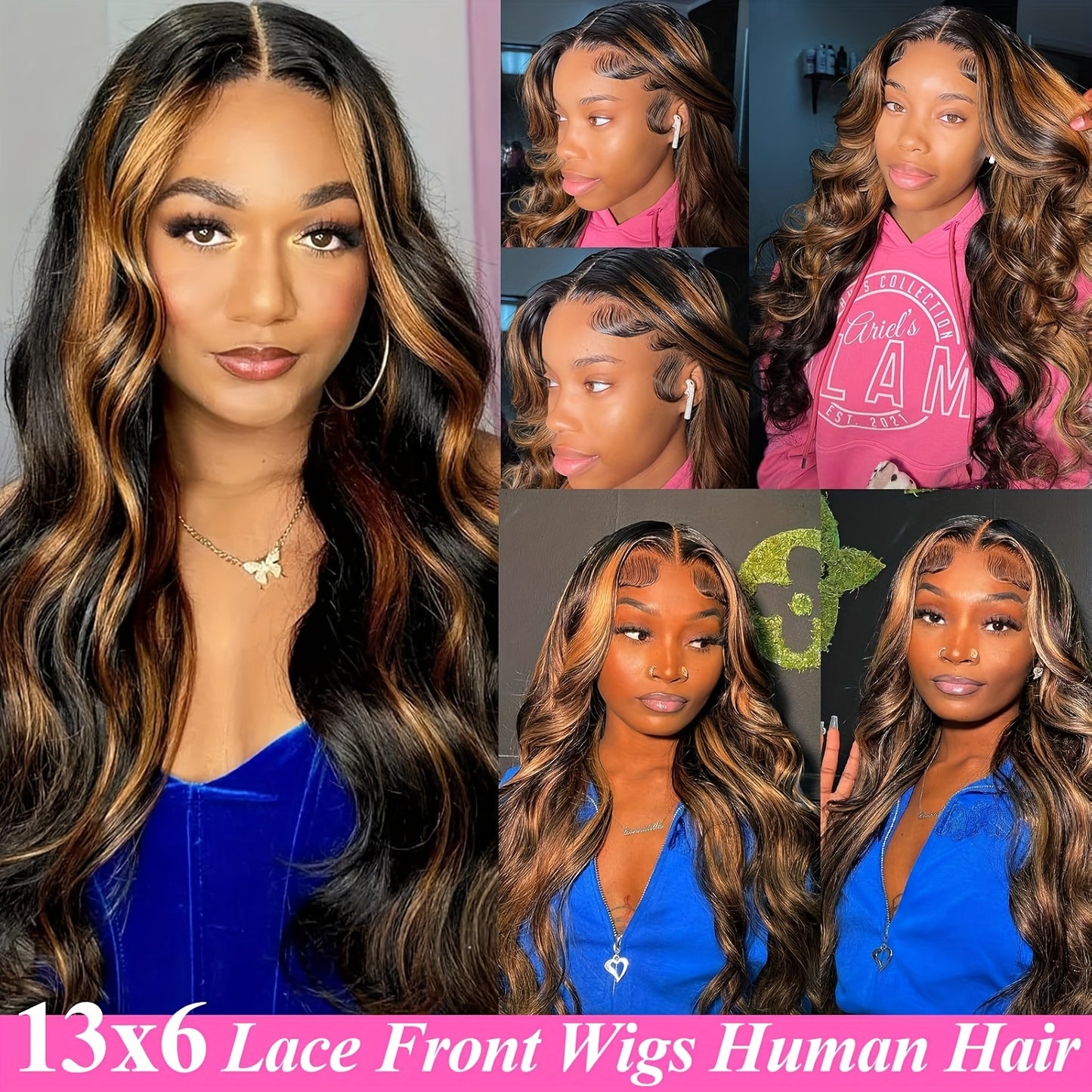 Ombre Lace Front Wig Human Hair FB/30 13x6 Body Wave 180% Density
