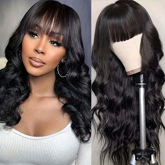 Glueless Wigs Human Hair Short Bob Wigs Body Wave Human Hair Wigs With Bangs Lace Front Wigs 150% Density