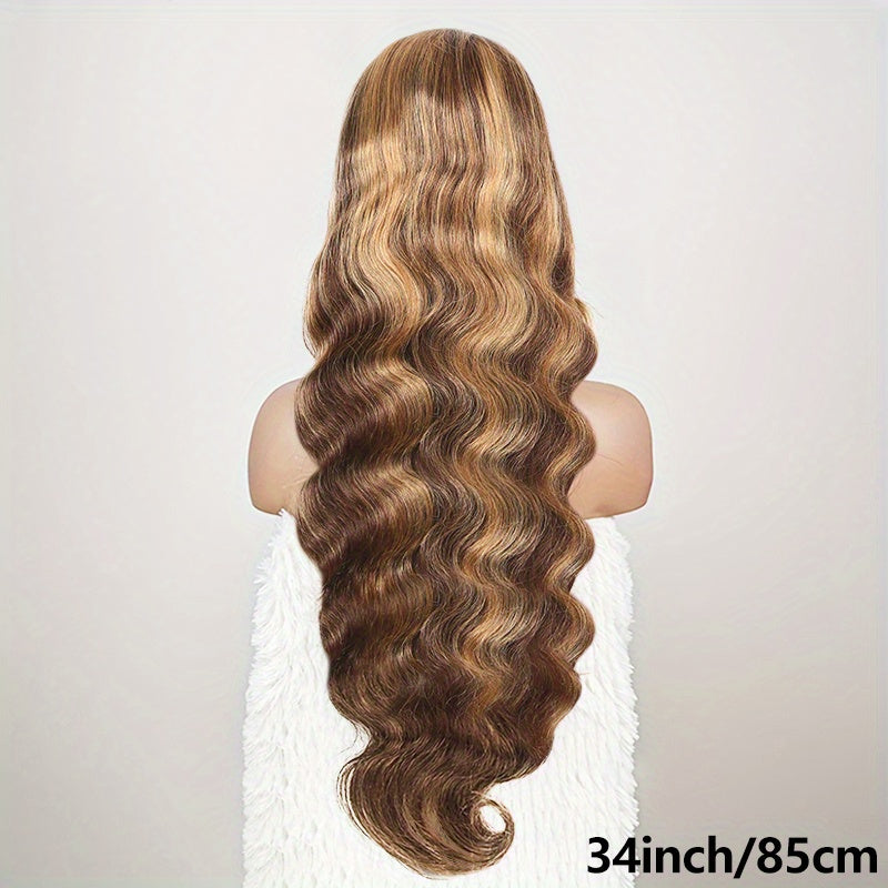 200 Density 4/27 Highlight Body Wave Human Hair Lace Frontal Wigs 13x4 HD Lace Front