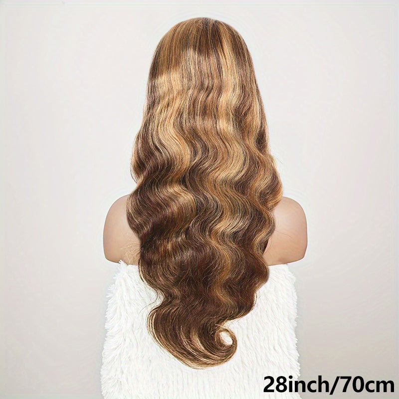 200 Density 4/27 Highlight Body Wave Human Hair Lace Frontal Wigs 13x4 HD Lace Front