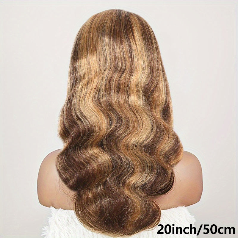 200 Density 4/27 Highlight Body Wave Human Hair Lace Frontal Wigs 13x4 HD Lace Front