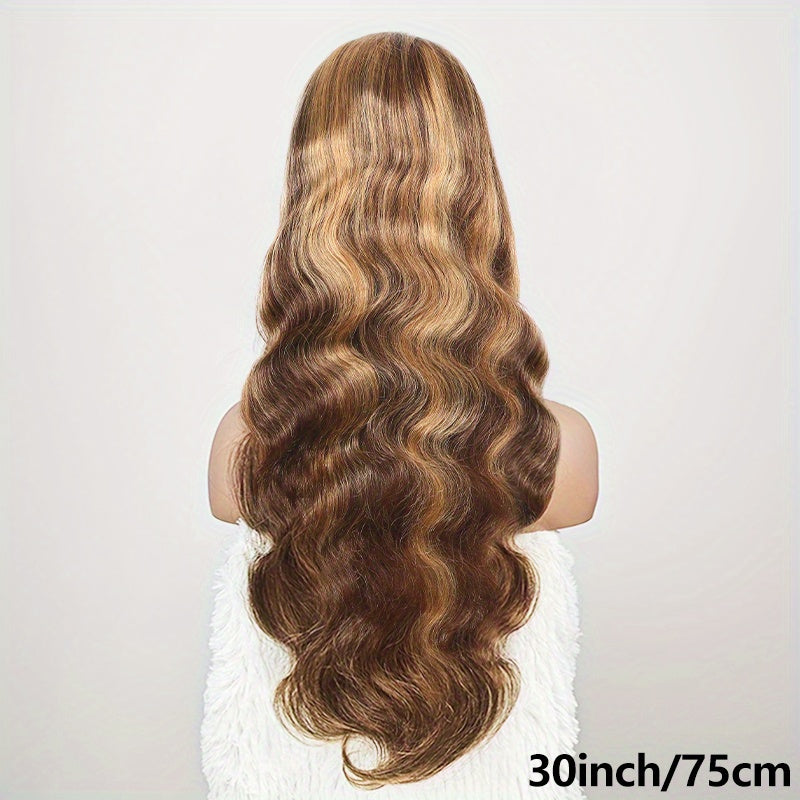 200 Density 4/27 Highlight Body Wave Human Hair Lace Frontal Wigs 13x4 HD Lace Front