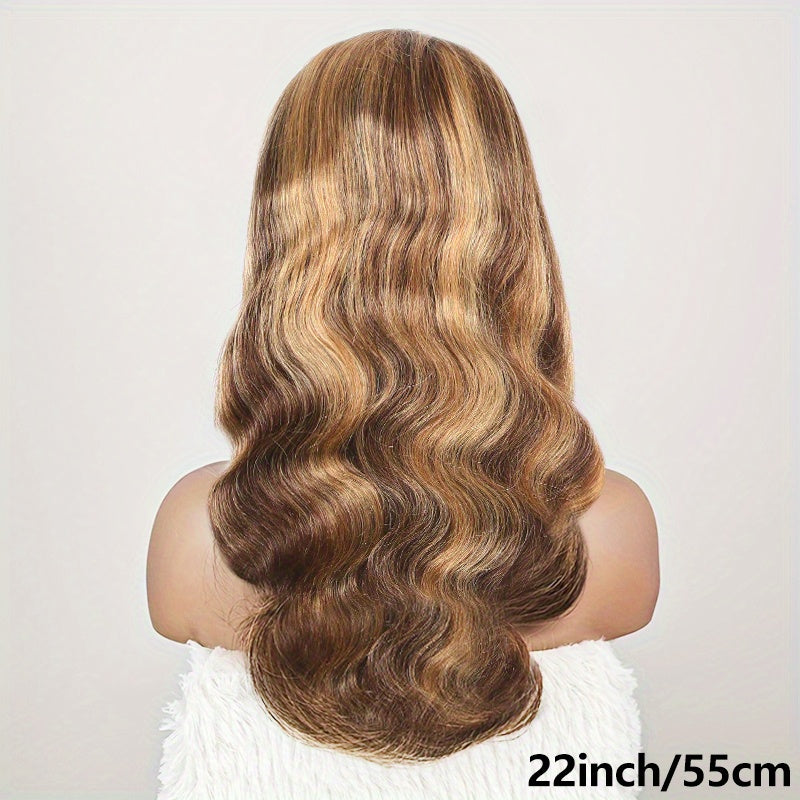 200 Density 4/27 Highlight Body Wave Human Hair Lace Frontal Wigs 13x4 HD Lace Front
