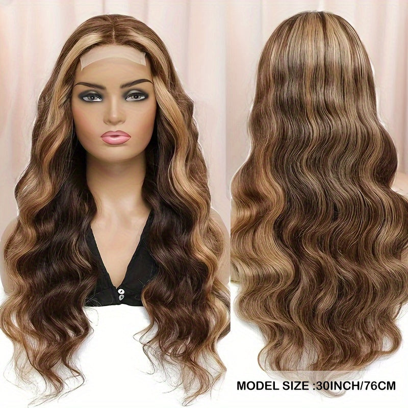 200 Density 4/27 Highlight Body Wave Human Hair Lace Frontal Wigs 13x4 HD Lace Front