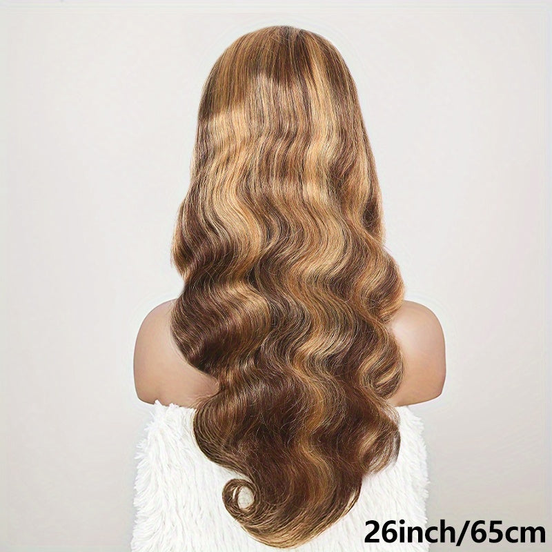 200 Density 4/27 Highlight Body Wave Human Hair Lace Frontal Wigs 13x4 HD Lace Front