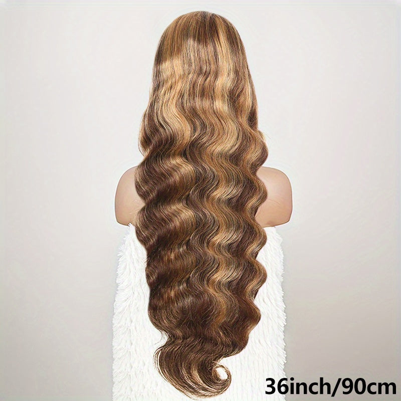 200 Density 4/27 Highlight Body Wave Human Hair Lace Frontal Wigs 13x4 HD Lace Front