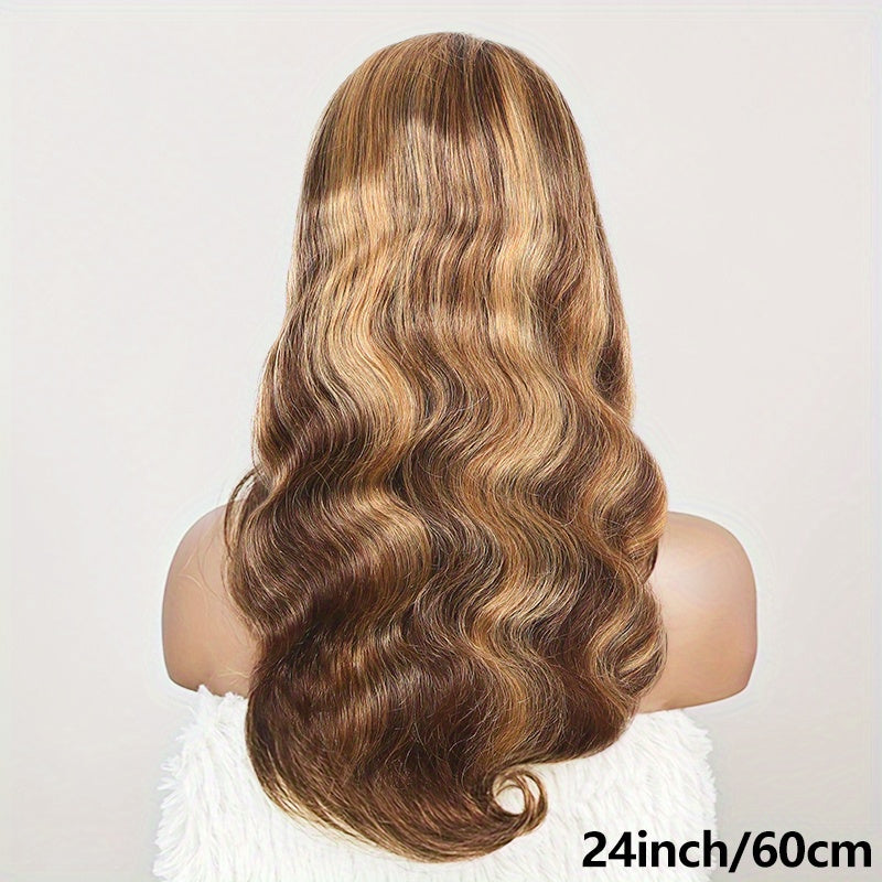 200 Density 4/27 Highlight Body Wave Human Hair Lace Frontal Wigs 13x4 HD Lace Front