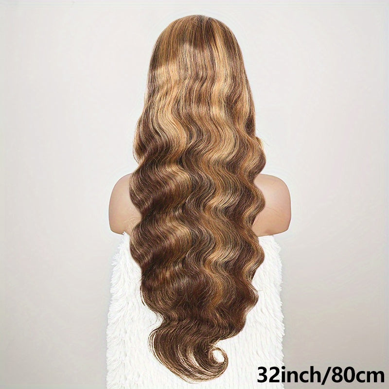 200 Density 4/27 Highlight Body Wave Human Hair Lace Frontal Wigs 13x4 HD Lace Front