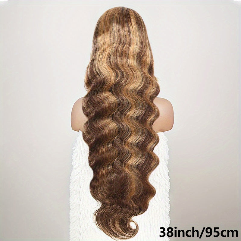 200 Density 4/27 Highlight Body Wave Human Hair Lace Frontal Wigs 13x4 HD Lace Front