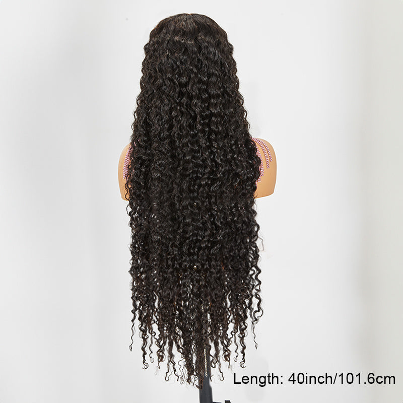 40 Inch Transparent Deep Wave HD Lace Frontal Wig Glueless Human Hair Brazilian 360 Full Lace PrePlucked