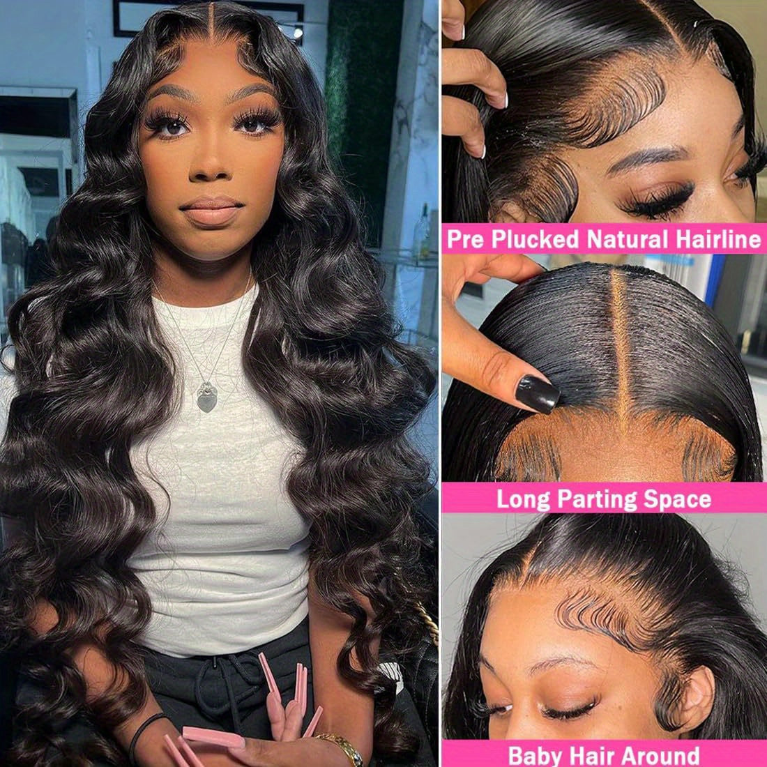 13x4 Body Wave HD Lace Front Pre Plucked 200% Density Body Wave Human Hair