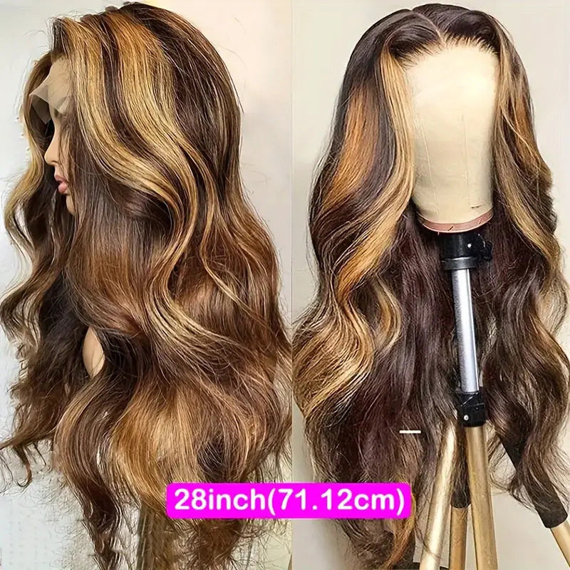 250% Density Wigs Human Hair Body Wave Lace Front 4/27 Honey Blonde
