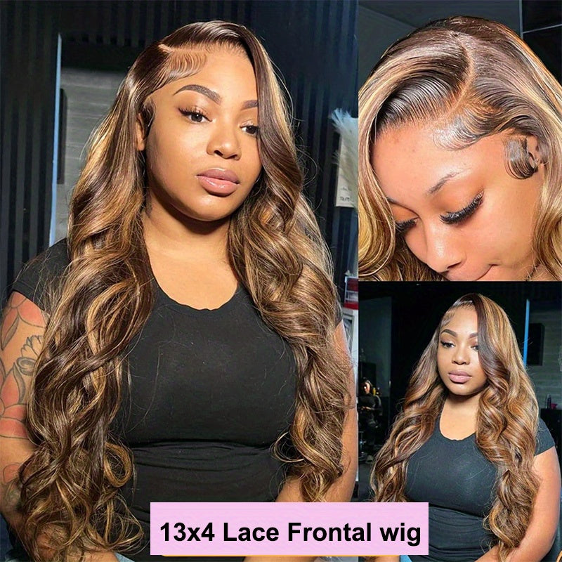 250% Density Wigs Human Hair Body Wave Lace Front 4/27 Honey Blonde