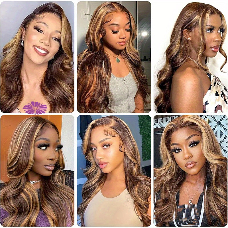 250% Density Wigs Human Hair Body Wave Lace Front 4/27 Honey Blonde