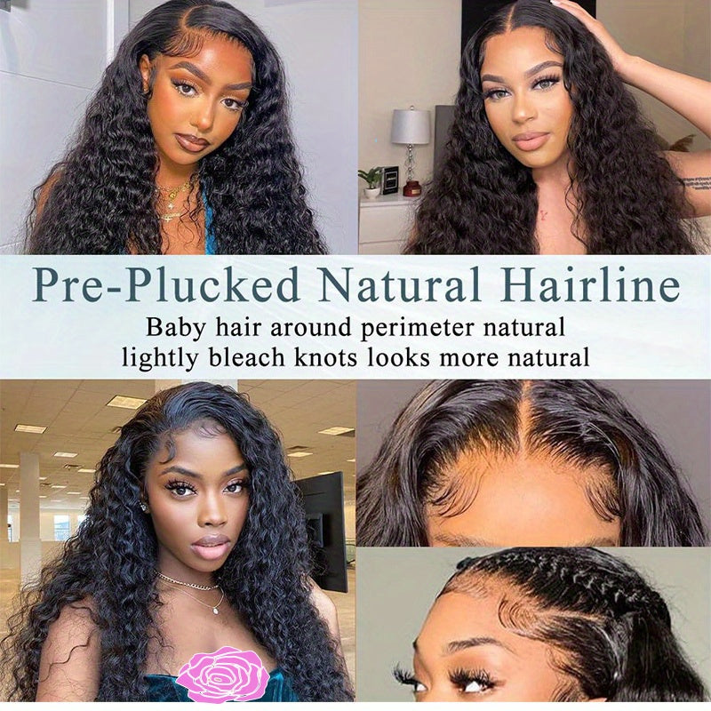 200% Ready To Wear 13x6 Deep Wave Lace Front Wigs Human Hair 13x6 HD Lace Deep Curly Glueless Frontal Wigs Human Hair Pre Plucked
