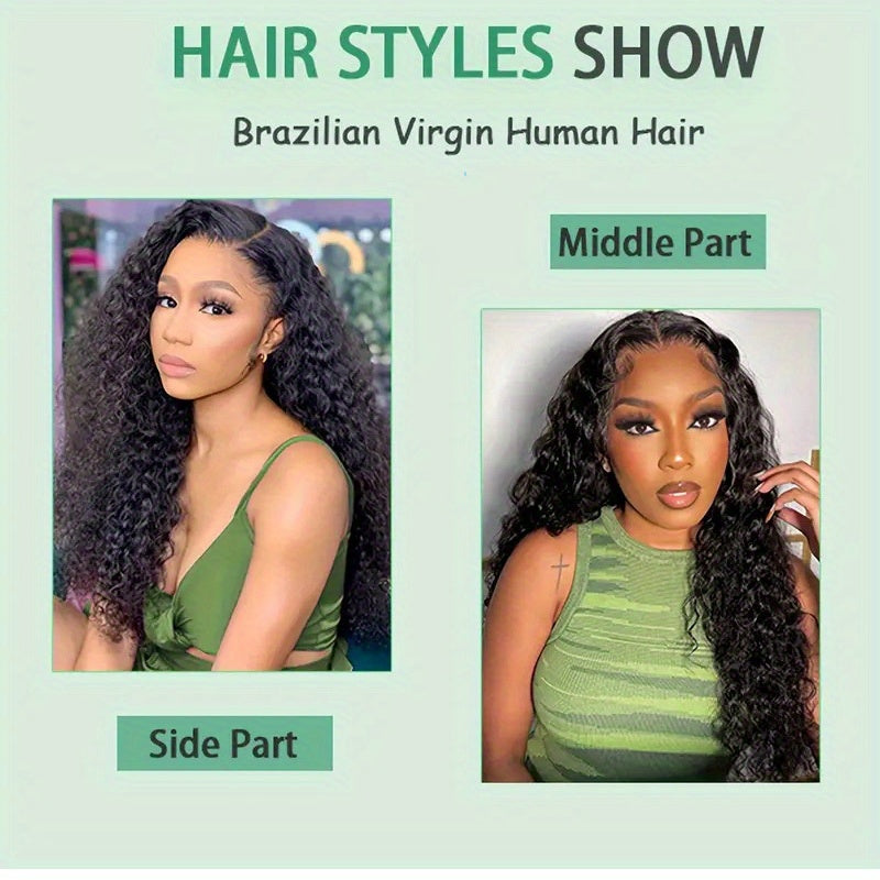 200% Ready To Wear 13x6 Deep Wave Lace Front Wigs Human Hair 13x6 HD Lace Deep Curly Glueless Frontal Wigs Human Hair Pre Plucked