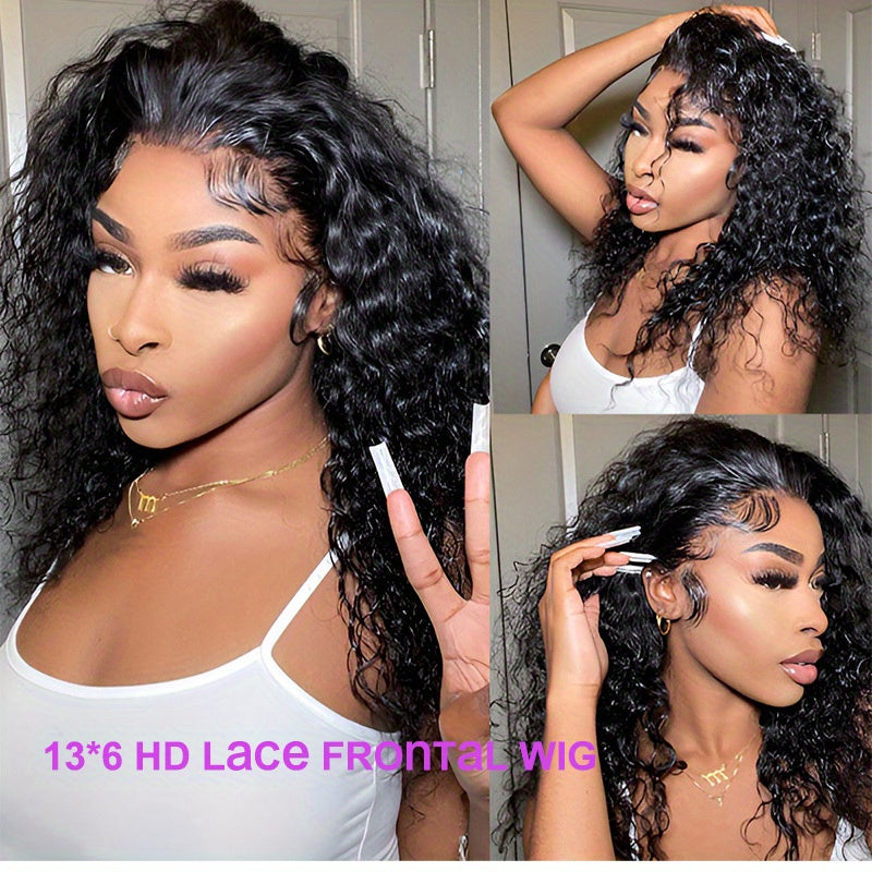 200% Ready To Wear 13x6 Deep Wave Lace Front Wigs Human Hair 13x6 HD Lace Deep Curly Glueless Frontal Wigs Human Hair Pre Plucked