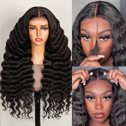 200% Ready To Wear 13x6 Deep Wave Lace Front Wigs Human Hair 13x6 HD Lace Deep Curly Glueless Frontal Wigs Human Hair Pre Plucked
