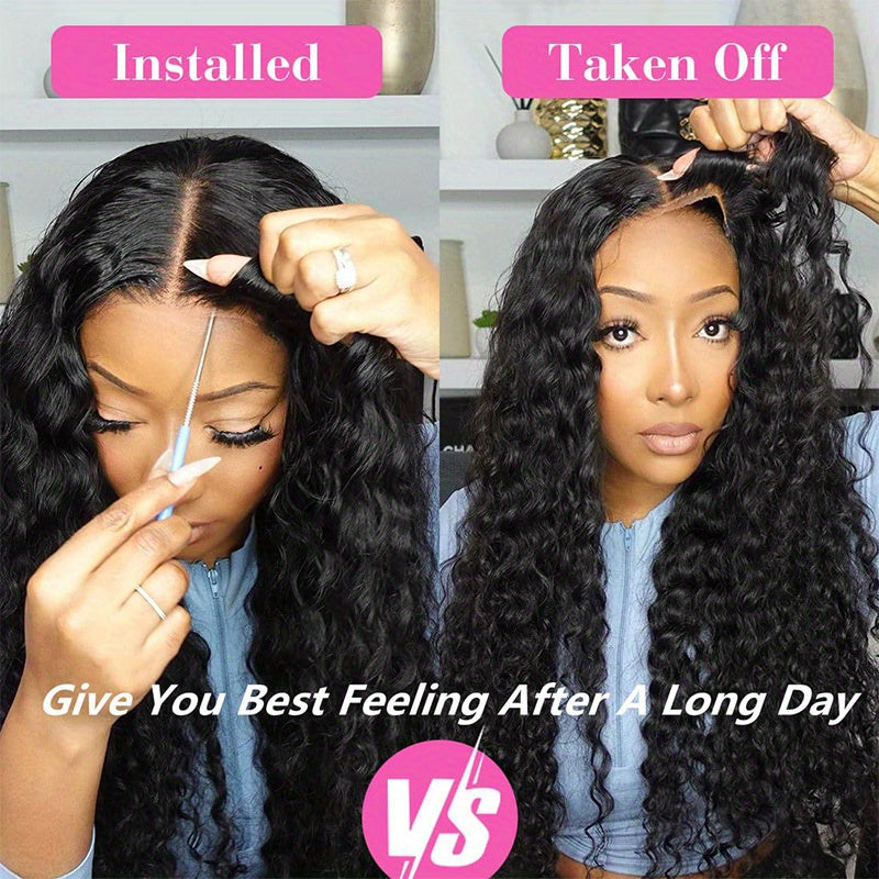 200% Ready To Wear 13x6 Deep Wave Lace Front Wigs Human Hair 13x6 HD Lace Deep Curly Glueless Frontal Wigs Human Hair Pre Plucked