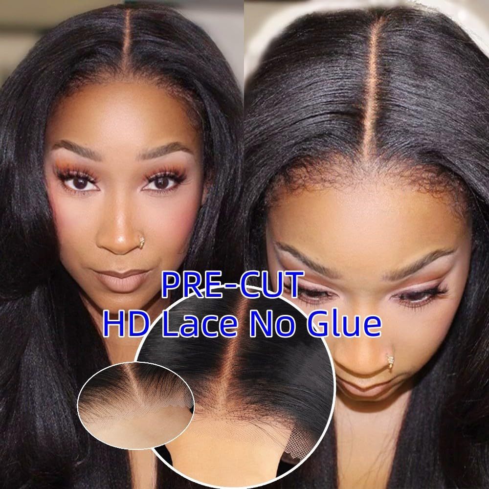 6x6 Kinky Straight HD Lace Closure Wigs Human Hair Kinky Straight Wig For Beginners 200% Density
