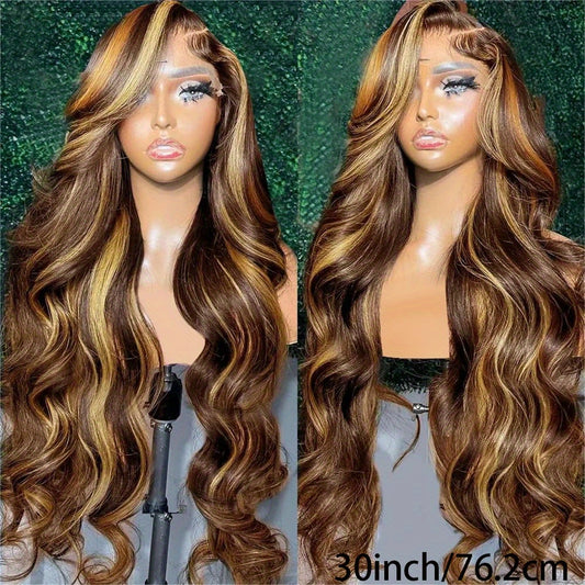 Highlight Ombre Lace Front Wigs Human Hair Pre Plucked